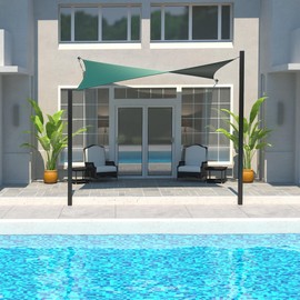 Coolaroo DualShade Ready-to-Hang Shade Sail - 95% UV Block, Iridescent Two-Tone Sun Shade with Pre-Attached Ropes, Lightweight Breathable Fabric, 12 ft, Square, Maldives