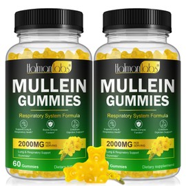 120 Count Mullein Gummies for Lungs, 2000 MG(50:1 Extract) Mullein Leaf Extract for Lung Cleanse and Respiratory Support, Natural Mullein Herbal Supplement, Pear Flavor Gummies