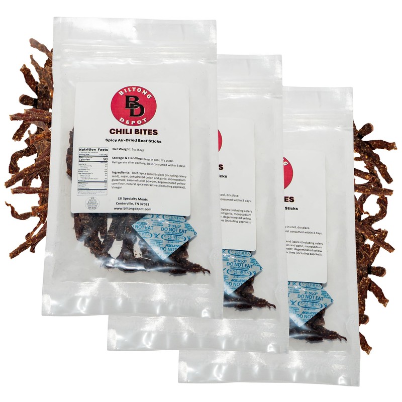 Biltong Depot Chili Bites - 2oz (3 Pack) | Thin