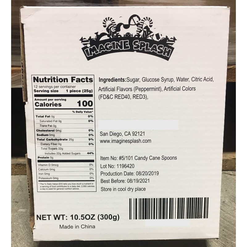 Candy Cane Spoons Peppermint Flavored - 12 Count