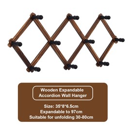 2 Pack Wooden Expandable Accordion Wall Hanger,Including 20 Peg Hooks,Perfectly Hook for Baseball Caps, Coats, Mugs,Coffee, Coat,Keys, Hat Rack,X Shape,Make Living Room Decorative and Neat,Vintage