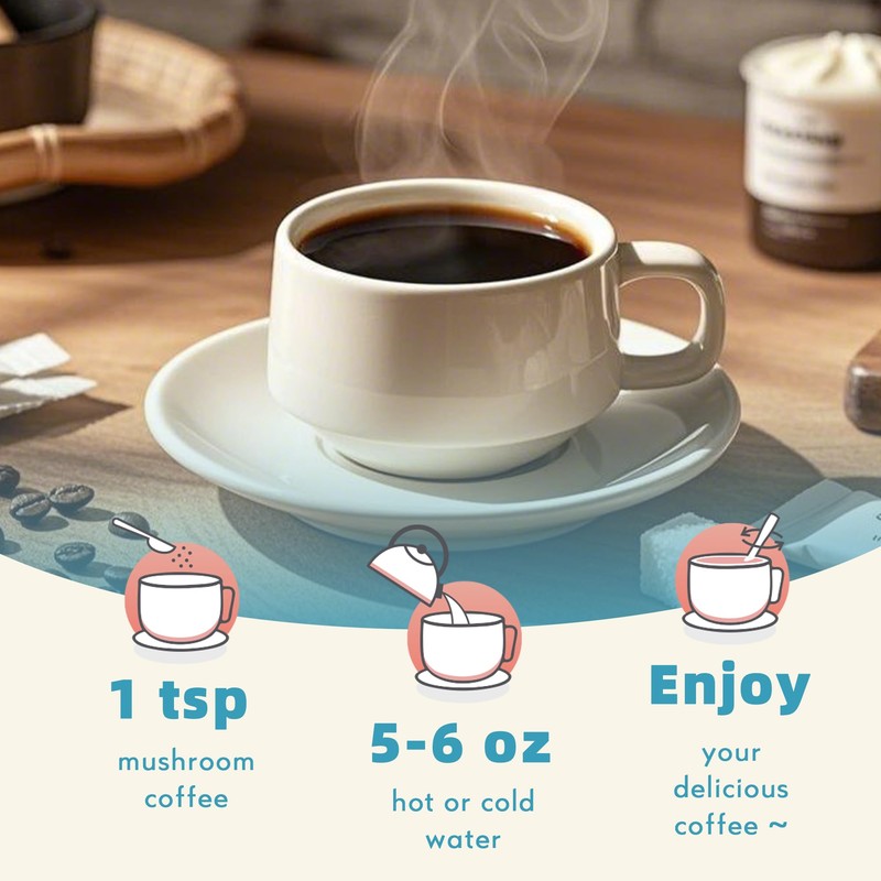 Decaf Mushroom Coffee, Instant Coffee Mix, 80 Servings | Sugar-Free,