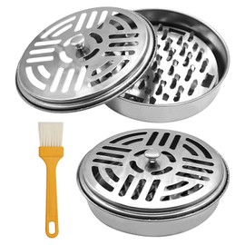 AIMEKE Pack of 2 Mosquito Coil Holder, Mosquito Spiral Holder with Lid, Portable Anti Mosquito Stainless Steel Holder for Mosquito Coils, Home, Garden, Camping, Fishing, Travel, Outdoor