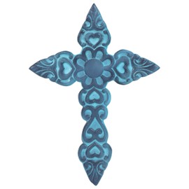 Castleore Wall Hanging Home Decor Religious Christian Crosses for Wall | Best for Home, Office and As Gift | Blue Antique | Size L 9.8 W 7 Inch |