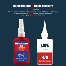ESKONKE Red Thread Locker 271 High Strength Permanent Locking Nuts & Bolts Threadlocker Lock Tight & Seal Fasteners Compound Anaerobic Curing Metal Glue 1.69 Oz/50 ml (271)
