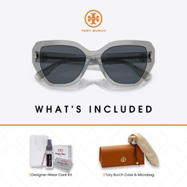 Tory Burch TY7194U 195387 55MM Transparent Grey/Dark Grey Cateye Sunglasses for Women + BUNDLE With Deisgner iWear Complimentary Eyewear Kit