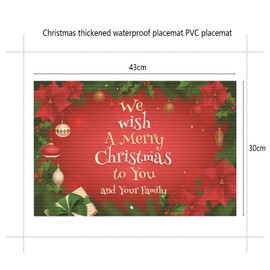 Christmas Placemats set of 4, Easy to Clean Non-slip Heat Resistant Dining Table Mats,Washable Crossweave Woven Vinyl PVC Place mats.(11.8 in x 16.5 in) (Red-2)