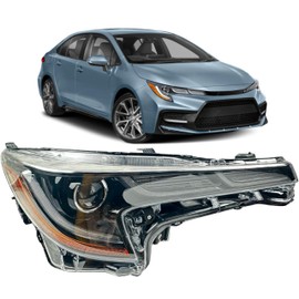 Headlight Assembly Replacement For Toyota 2020 2021 2022 Corolla SE/XLE/XSE Sedan LED Headlights Headlamp w/Bulb and DRL, Right/Passenger Side, Partslink TO2503287 / OEM 81110-02S50