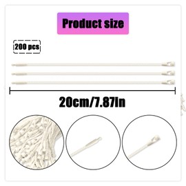 TEAONE Snap Lock Pin, 200 PCS Loop Fastener Rope for Clothing, Gift, Luggage Tag (Beige, 20cm/7.87in)