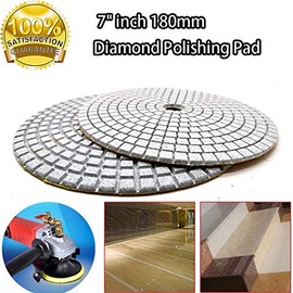 2pcs 7" inch 180mm Diamond Polishing Pads Grits for Granite Concrete Marble Polishing Wet/Dry 50#