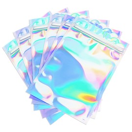100 Pcs Smell Proof Bags Resealable Holographic Rainbow Color Ziplock Bag Food Storage Bags Pouch, Lip Gloss Bags, Lash Bags, Dispensary Packaging Bags, Sample Bags, Ccoffee Beans Bags (3.5*5.1inch)