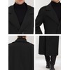 Lars Amadeus Men's Black Overcoat Notch Lapel Double Breasted Long