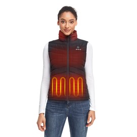 ORORO Women's Heated Down Vest with Battery, Lightweight Heating Vest with 800 Fill Power Down (Black,S)