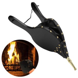 Alvinlite Bellows for Fireplace and Grill, Wooden Bellows with Hanging Strap for Chimney Charcoal Camping Cooking (Gold)