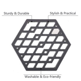 Black Cast Iron Trivets Grey Metal Enameled Trivet Mat Hot Dish Pads for Kitchen Table, Hot Dishes, Pots, Pans Dining - Heat Resistant to 1472°F - Kitchen Decor Trivets, Grey