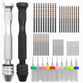 62 pcs Hand Drill Set, lyfLux Micro Drill Bit Set, 10 pcs Mini Drill, 50 pcs Twist Drill Bits,2 pcs Drill Handle, for Resin DIY, Cardboard, Plastic, Jewelry, Wood, Clay Crafts