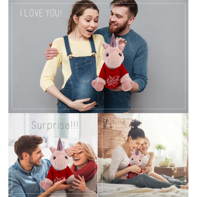 DolliBu I Love You Super Soft Pink Unicorn Plush- Cute