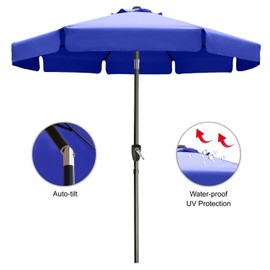 9' Outdoor Garden Table Umbrella Patio Umbrella Market Umbrella with Push Button Tilt for Garden, Deck, Backyard and Pool, 8 Ribs 13+Colors,Blue