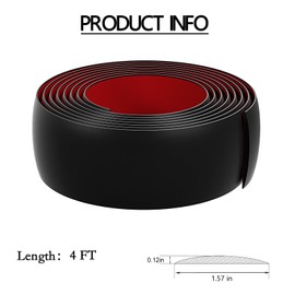 Greymond Floor Transition Strip - Self-Adhesive PVC Trim for Carpet to Flooring, Threshold Gap Cover (4ft x 1.57in, Black)