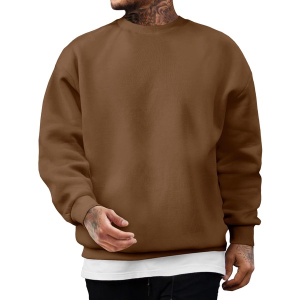 JMIERR Men's Fashion Thick Soft Basic Pullover Sweatshirt Long Sleeves