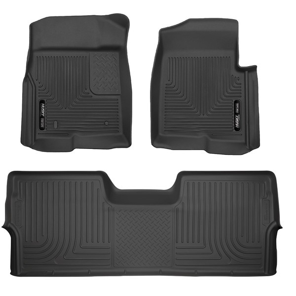 Husky Liners — Weatherbeater | Fits 2009 - 2014 Ford F - 150 SuperCrew Cab w/o Manual Shifter - Front & 2nd Row Liner (Footwell Coverage) - Black, 3 pc. | 98331