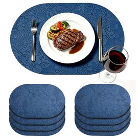 Oval placemats Set of 8, Heat Resistant Faux Leather Place Mats