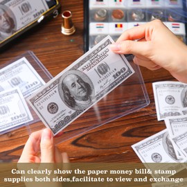 300 Pcs Dollar Bill Holders PVC Currency Holder Transparent Bill Sleeves Bill Clear Holders Bill Protector Sleeves Paper Money Holders for Collection Protector Case Supplies,6.9 x 2.95 Inch