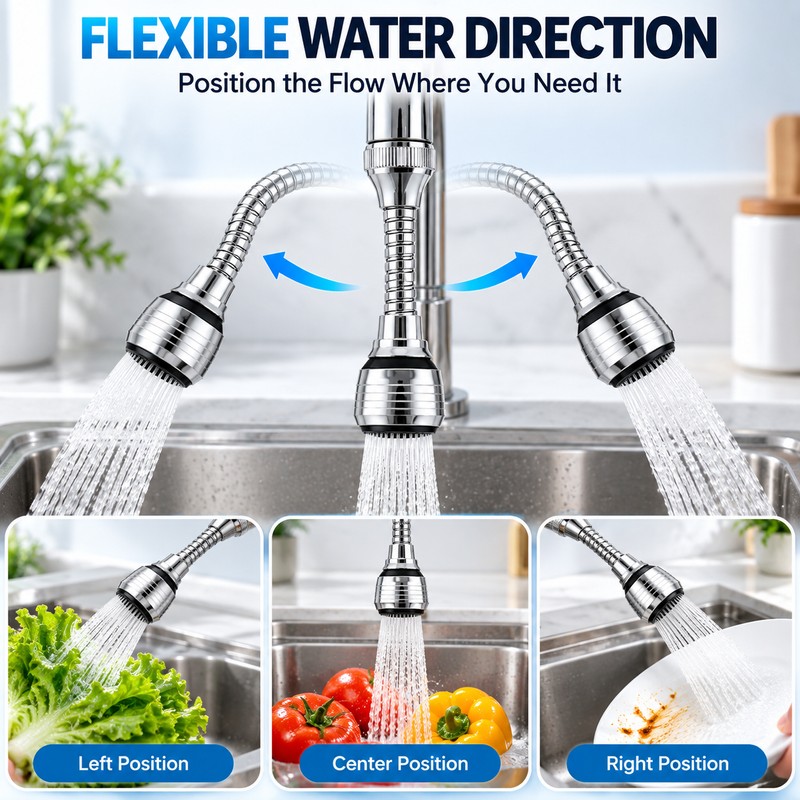 Flexible Faucet Extender for Kitchen Sink – Adjustable Spray Attachment