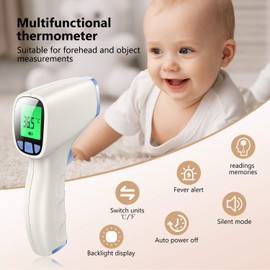 Jumper Medical Forehead Thermometer, Non Contact Thermometer for Forehead and Object Surface Measurement with Instant Reading and Fever Warning for Kids and Adults (Sky Blue)