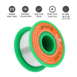 Lead Free Solder Wire Electronics Soldering Wire Fast Melting Easy for Electrical Soldering Rosin Flux Core 1.2mm Diameter 0.05 Alloy Solder Sn99 Ag0.3 Cu0.7 No Lead 30g No Clean Solder Wire