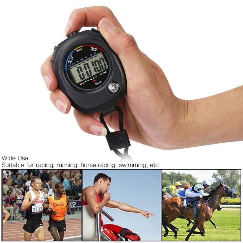 Qiilu 2 PCS Sport Timer, Cronógrafo Digital Preciso Handheld Multifunción