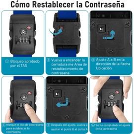 Correas de Equipaje TSA Juego 2, Juego de Correas Cruzadas para Equipaje, Correa para Maleta de Viaje Ajustable, para 20 a 32 Inch, Fácil Usar, Protege Equipaje