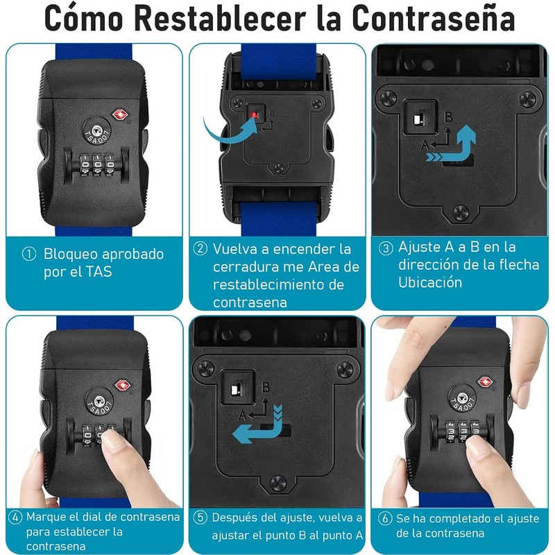Correas de Equipaje TSA Juego 2, Juego de Correas Cruzadas