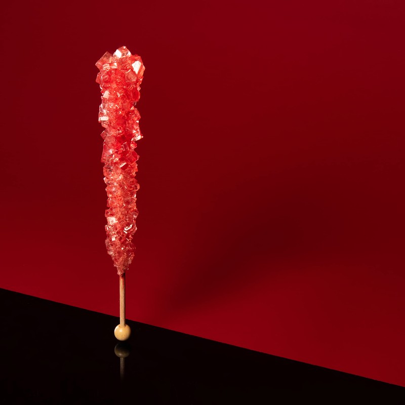 Red Rock Candy Sugar Sticks - Strawberry Flavored - 24