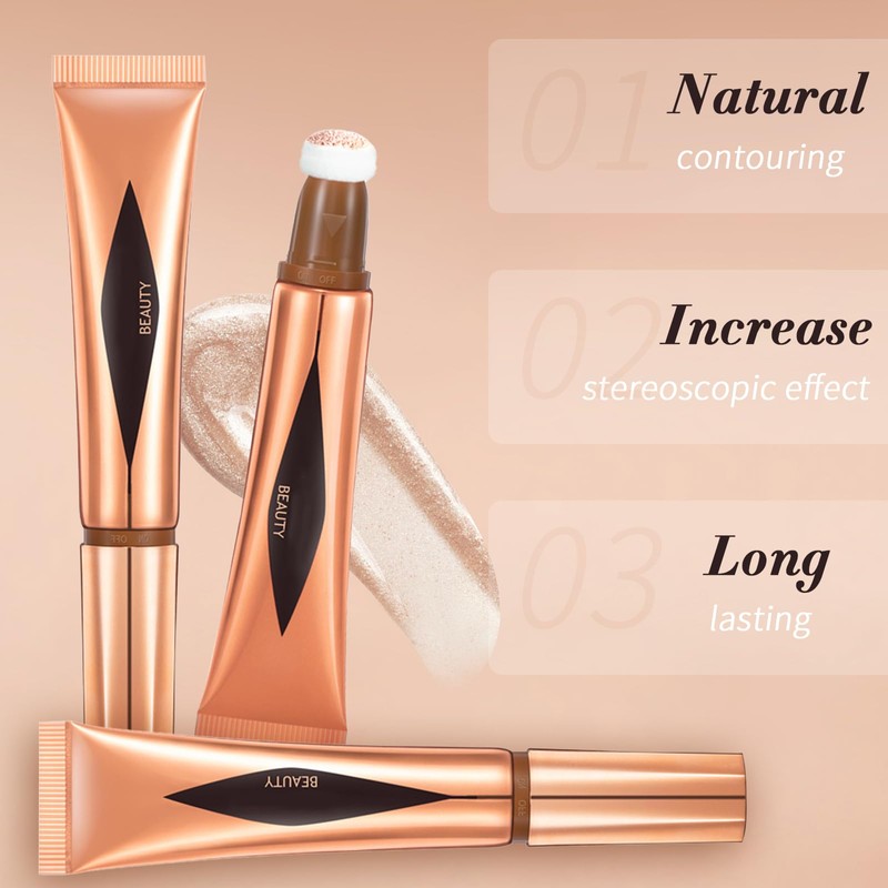 LINXINS Liquid Contour Wand 3PCS Liquid Blush Sets, Liquid Bronzer,