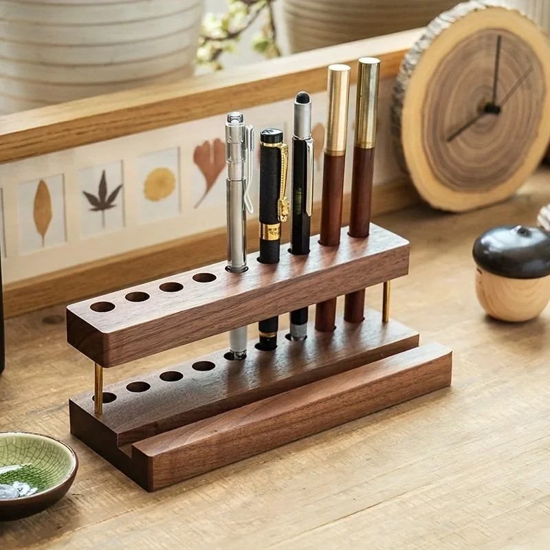 walnut wood desk organizer