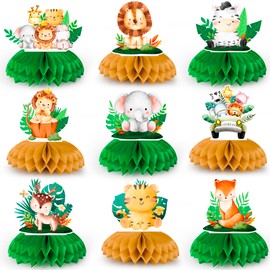 Safari Animal Honeycomb Centerpieces, 9 Pcs Baby Jungle Animals Honeycomb Centerpieces, Jungle Animals Honeycomb Table Toppers Safari Baby Shower Centerpieces for Jungle Baby Shower Decorations