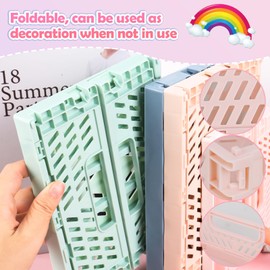 DMJJSD Folding Box Plastic Folding Basket Pack of 5 Folding Box Small (20.5 x 15 x 9 cm) Mini Folding Box (15.5 x 10 x 6 cm) Portable Storage Boxes Colourful Foldable Storage Box for Kitchen, Bathroom, Office, Bedroom