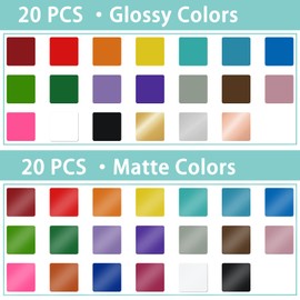 Lya Vinyl Permanent Vinyl - 40Pack (20 Glossy & 20 Matte) Outdoor Permanent Vinyl Sheets Bundle - Self Adhesive Vinyl for Party Decoration, Sticker, DIY Mug, Home Decal