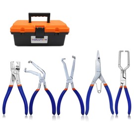 TOOLUTION 5pcs Electrical Disconnect Plier Set - Fuel Line,Hose Clamp Pliers, Electric Connector Removal Tool for Automotive Repair