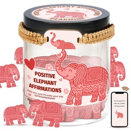 60 Positive Elephant Cards Jar, Elephant Bracelet, Affirmation Cards For Women, Teens, Emotional Support Elephant, Elephant Gifts For Women, Positive Elephant, Elephant Gifts, White Elephant Gifts