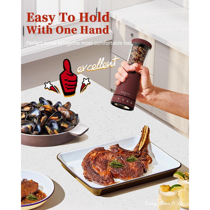 Electric Salt and Pepper Grinder Set with Storage Base, Stainless