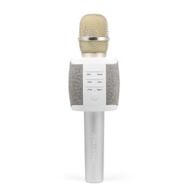 MusicMan Wireless Bluetooth Karaoke Microphone Portable Speaker AUX Echo Function Music Streaming Handheld Music Machine KTV Vocal & Karaoke APP Compatible BT-X44, Grey
