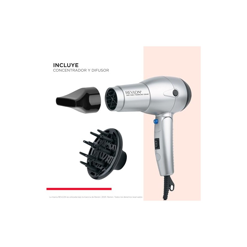 Revlon Secadora con Tecnología Iónica y Turmalina, Plata