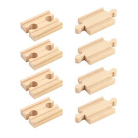 8pcs Wooden Train Track Accessories Railway Trains Tracks Connectors Adapters Sets Male-Male Female-Female Expansion Packs Wood Train Railroad Toy for Toddlers Kids Boys Girls