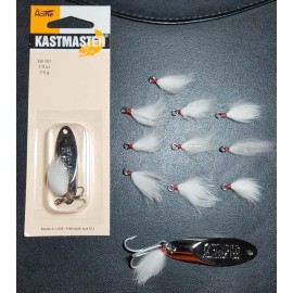 Acme Tackle 10 DRESSED BUCKTAIL "TEASER" LOOP WIRES-WHITE OR YELLOW (ACME TACKLE OEM PARTS) - WHITE 5 PK / YELLOW 5 PK