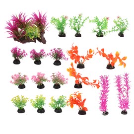 20pcs Fish Tank Plants Plastic Simulated Colorful Different Types Aquarium Artificial Decorations