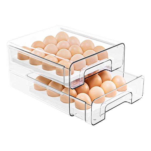 elabo 32 Egg Holder for Fridge, Stackable Egg Storage Drawer