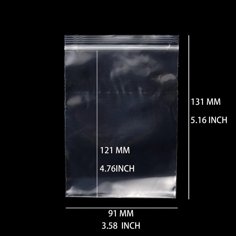 Asingeloo Clear Plastic Zip Storage Bags, 3"X 5" Transparent Small