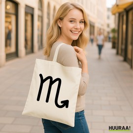 huuraa Jute Bag Scorpio Zodiac Sign Gift Bag 10 Litres Cotton Scorpion Gift Idea, natural, Unit size